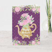 Flores de oro tetera feliz día de la madre