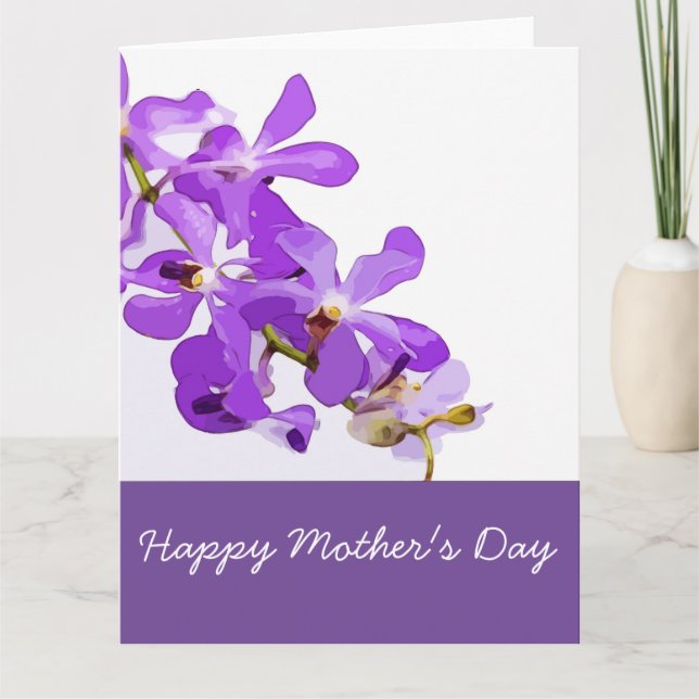 Tarjeta Flores de orquídea morada en el Día de la Madre (Anverso)