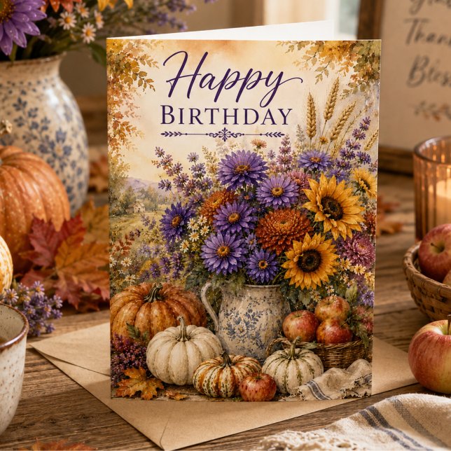 Tarjeta Flores de Otoño Asteres Girasoles Cumpleaños de Ot (Subido por el creador)
