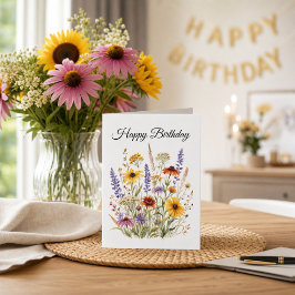 Tarjeta Flores de Otoño Cumpleaños Floral de Flores Silves