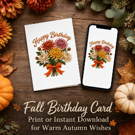 Tarjeta Flores de Otoño Floral Cumpleaños Feliz Temporada