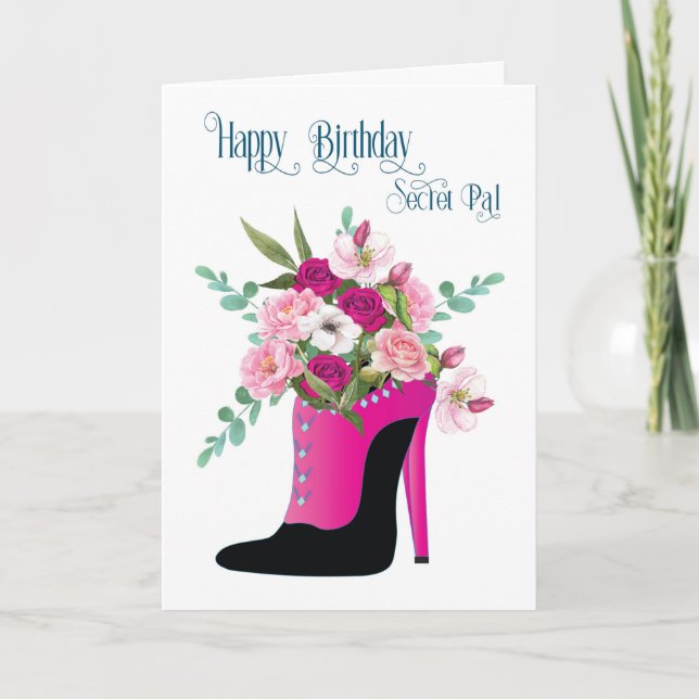 Tarjeta Flores de Pal secreta de cumpleaños en zapatos de  (Anverso)