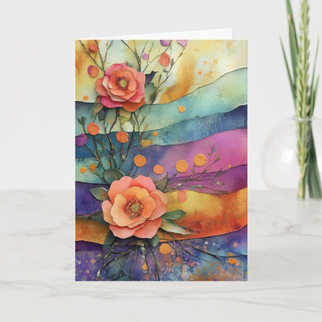 Tarjeta Flores de papel extravagantes y extravagantes salu (Anverso)