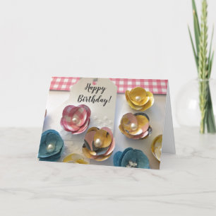 Tarjeta Flores De Papel Para Su Cumpleaños