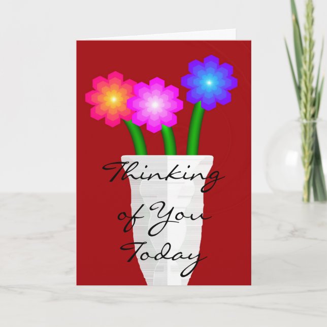 Tarjeta Flores de papel, pensando en usted hoy (Anverso)