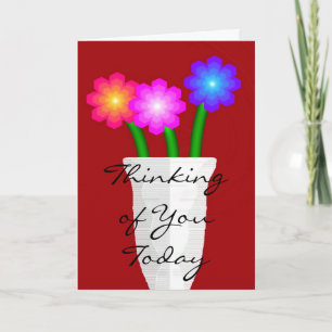 Tarjeta Flores de papel, pensando en usted hoy