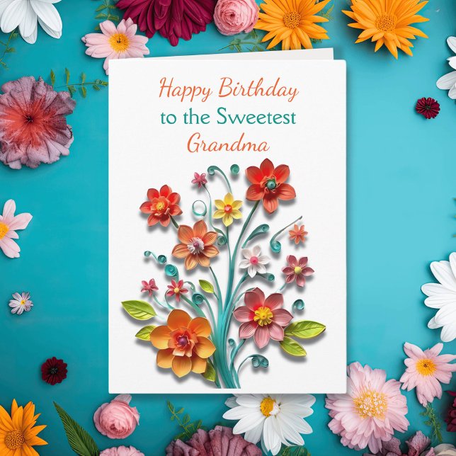 Tarjeta Flores de papel que acallan | Cumpleaños de la abu (Subido por el creador)