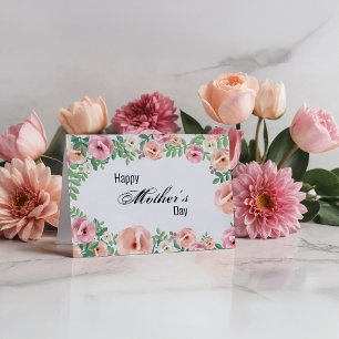 Tarjeta Flores de papel rosa pastel Feliz Día de la Madre
