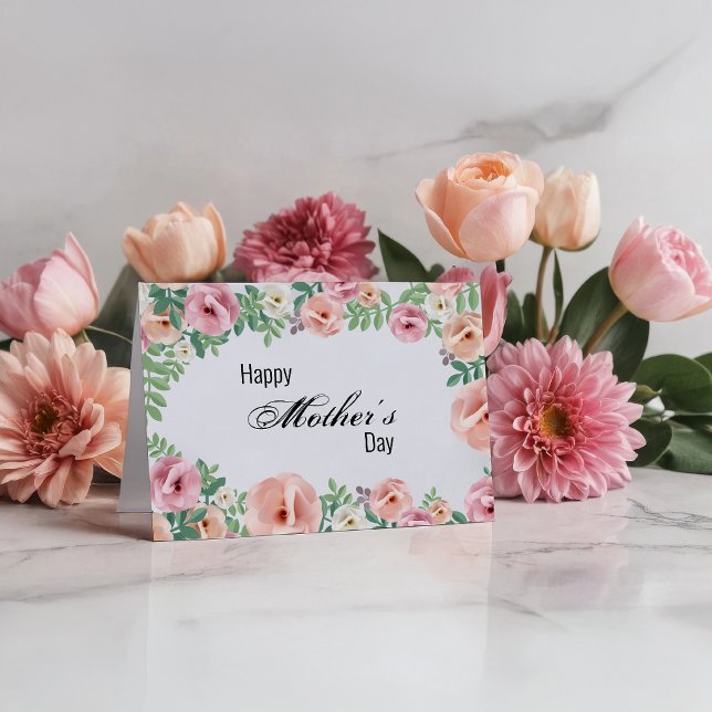 Tarjeta Flores de papel rosa pastel Feliz Día de la Madre (Subido por el creador)