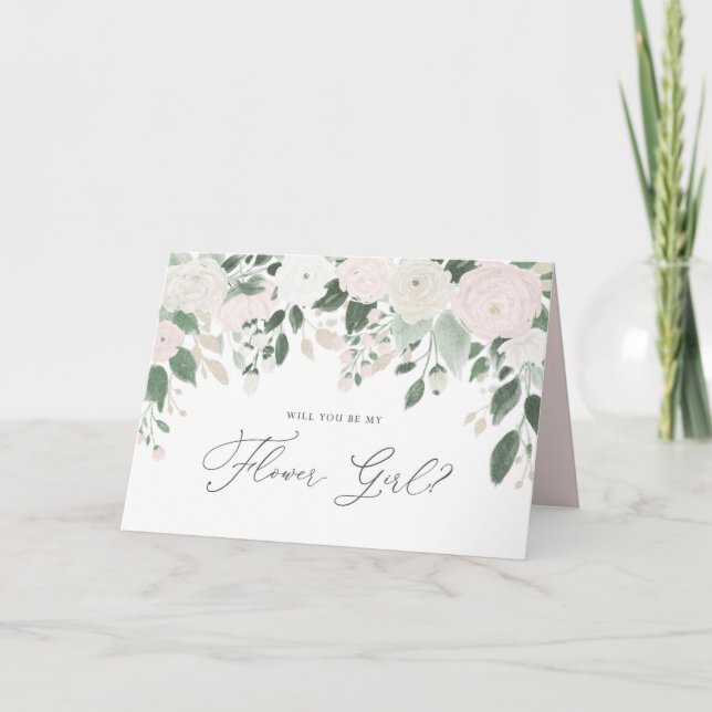 Tarjeta Flores de Pastel Brillantes ¿Quieres Ser Mi Dama d (Anverso)