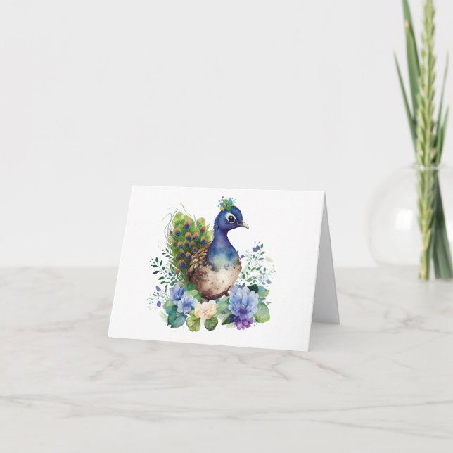 Tarjeta Flores de Peafowl Jóvenes (Peachick, Peacock) 2 BL (Anverso)