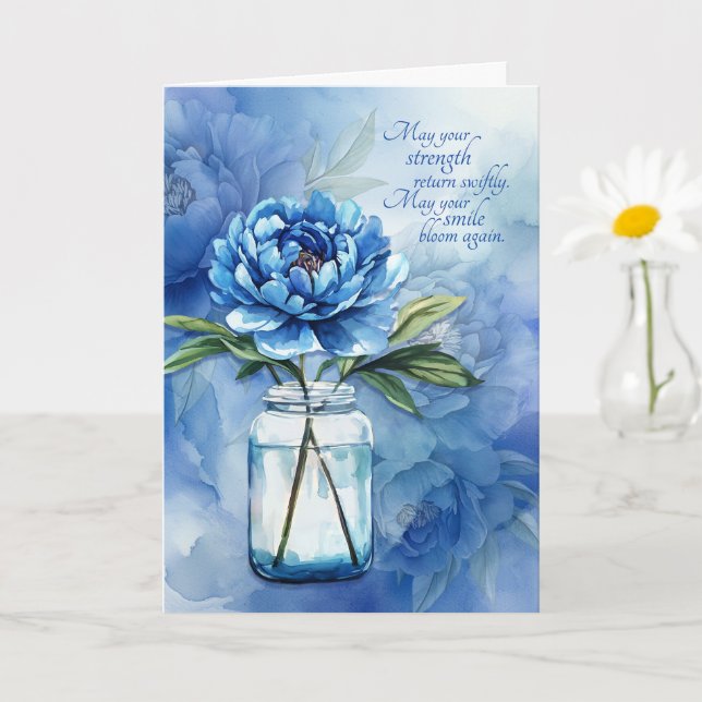 Tarjeta Flores de peonía azules para recuperarse con senti (Planta pequeña)