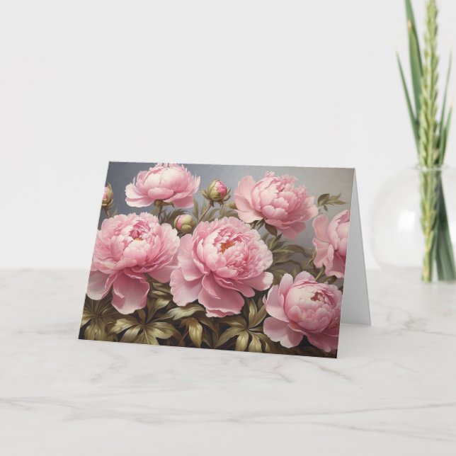 Tarjeta Flores de peonía en flor  (Anverso)