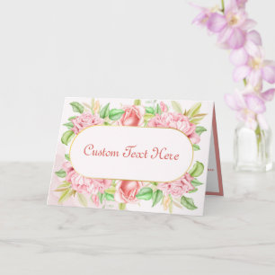 Tarjeta Flores de peonía vintage floral rosa elegante