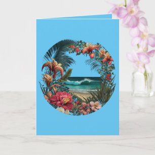 Tarjeta Flores de playa tropical Isla Floral Vida del para