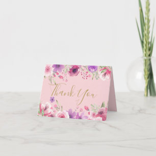 Tarjeta Flores de prado Guión de oro Gracias