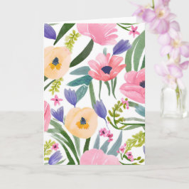 Tarjeta Flores de Primavera | Acuarela Floral Pastel