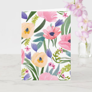 Tarjeta Flores de Primavera Acuarela Floral Pastel