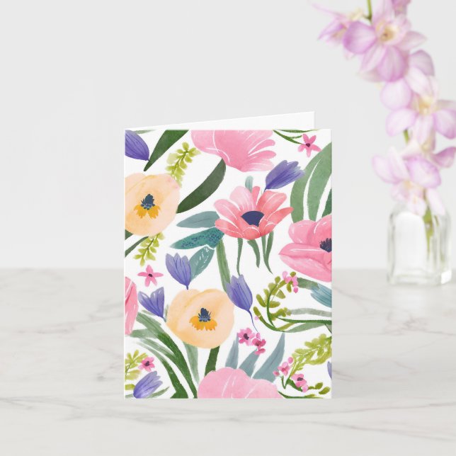Tarjeta Flores de primavera | Acuarela Floral Pastel (Orquídea)