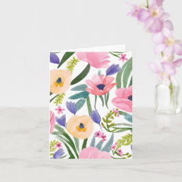Tarjeta Flores de primavera | Acuarela Floral Pastel