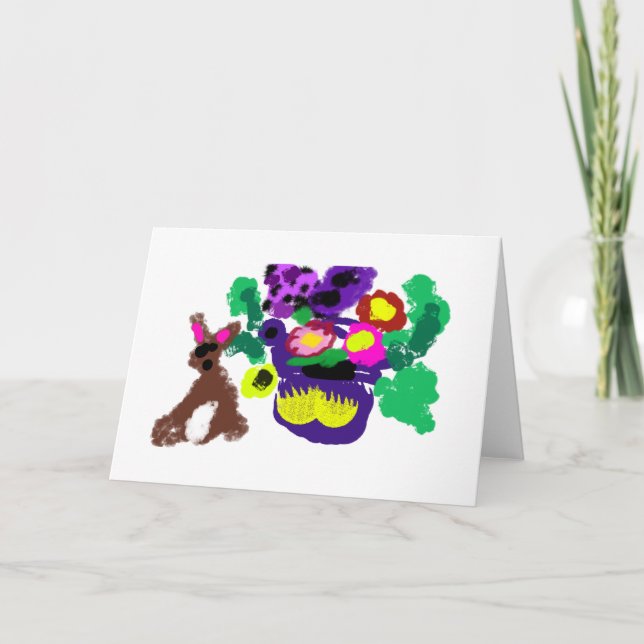 Tarjeta Flores de primavera Alegría de conejo (Anverso)