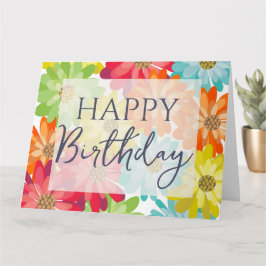 Tarjeta Flores de primavera coloridas y felices cumpleaños