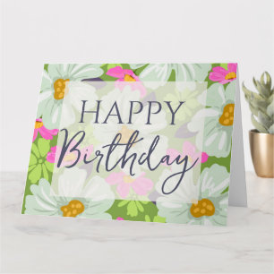 Tarjeta Flores de primavera coloridas y felices cumpleaños