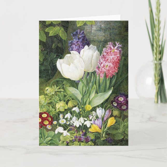 Tarjeta Flores de primavera de bombillas holandesas (Anverso)