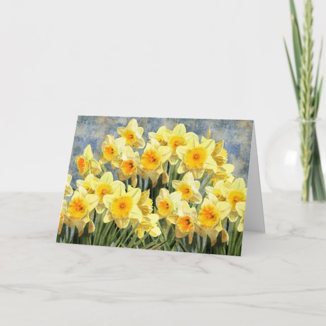 Tarjeta Flores de primavera de Daffodil Amarillo Floral (Anverso)