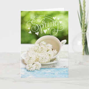 Tarjeta Flores de primavera de Lilacs blanco Stilllife Flo