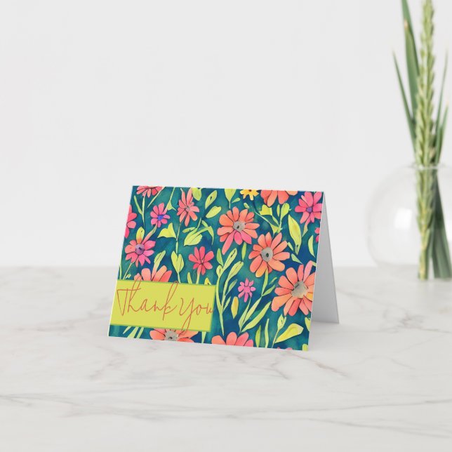Tarjeta Flores de primavera en acuarela personalizables (Anverso)