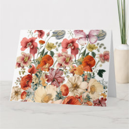 Tarjeta Flores de primavera en flor con mariposas