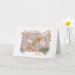 Tarjeta Flores de primavera feliz cumpleaños personalizada