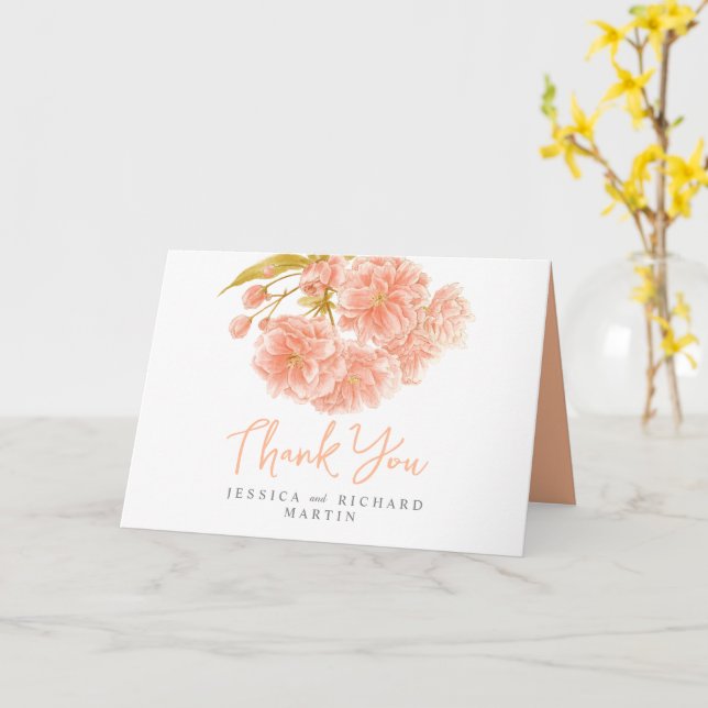 Tarjeta Flores de primavera naranja arte boda gracias a la (flor amarilla)