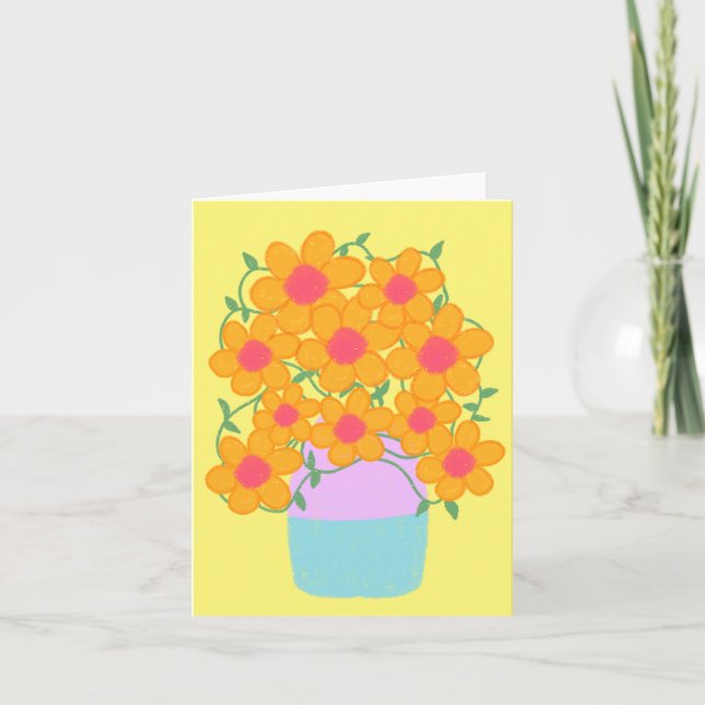 Tarjeta Flores De Primavera naranja Y Rosa (Anverso)