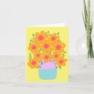 Tarjeta Flores De Primavera naranja Y Rosa