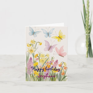 Tarjeta Flores de primavera personalizado y cumpleaños de