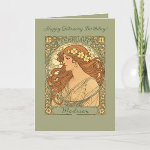 Tarjeta Flores de Primaveras Estilo Art Nouveau Cumpleaños