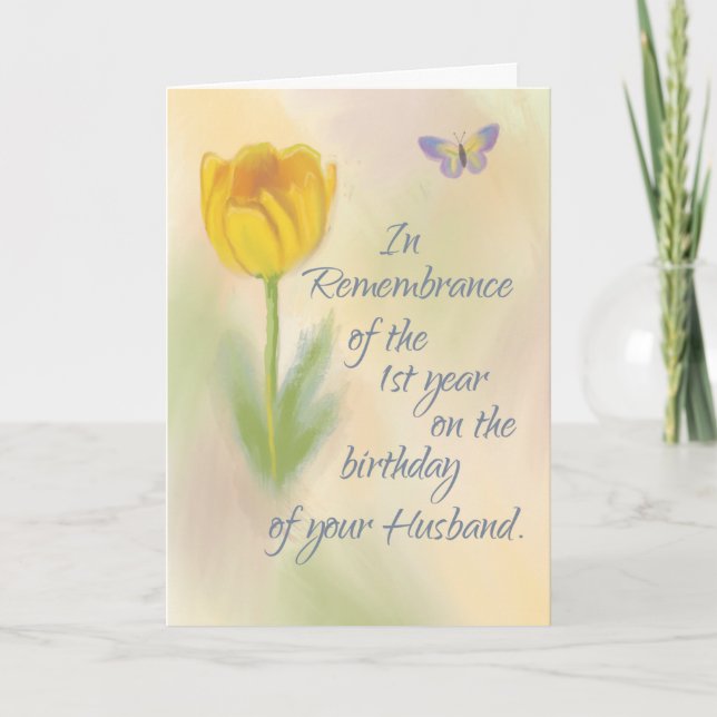 Tarjeta Flores de recuerdo de cumpleaños de primer año de  (Anverso)