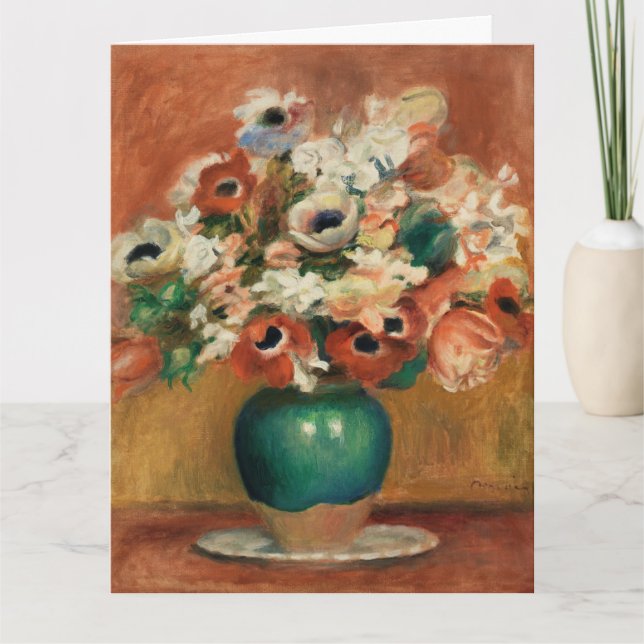 Tarjeta Flores de Renoir Pintura Impresionista de Arte (Anverso)