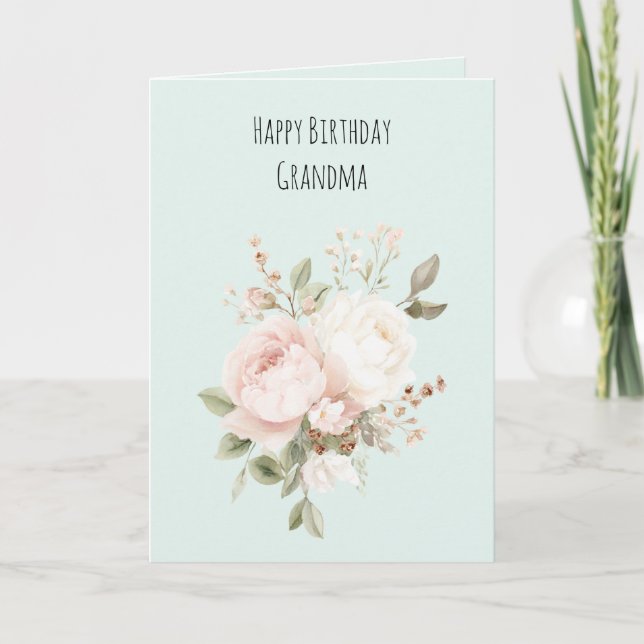 Tarjeta Flores de Rosa Blancas Rosa Mint (Anverso)