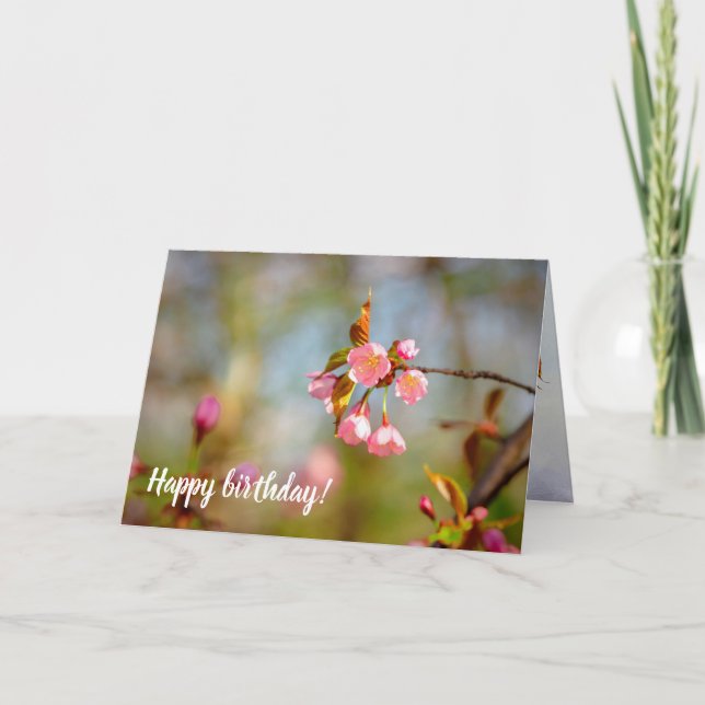 Tarjeta Flores De Sakura De Licitación Rosa Suave En Prima (Anverso)