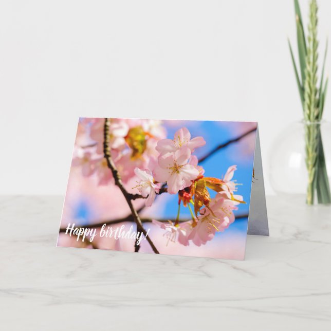 Tarjeta Flores De Sakura Rosa En Un Cálido Día De Primaver (Anverso)