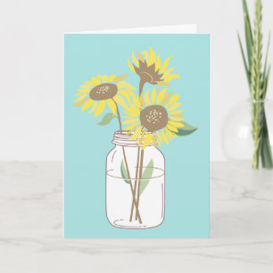 Tarjeta Flores de sol en un tarro de albañil