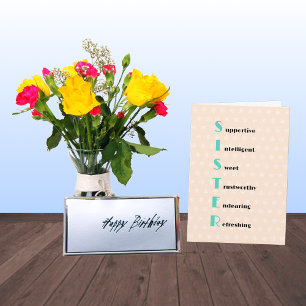 Tarjeta Flores de texto de cumpleaños de hermanas durazan