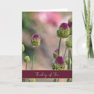 Tarjeta Flores de Trébol Verde Púrpura Pensando en Ti