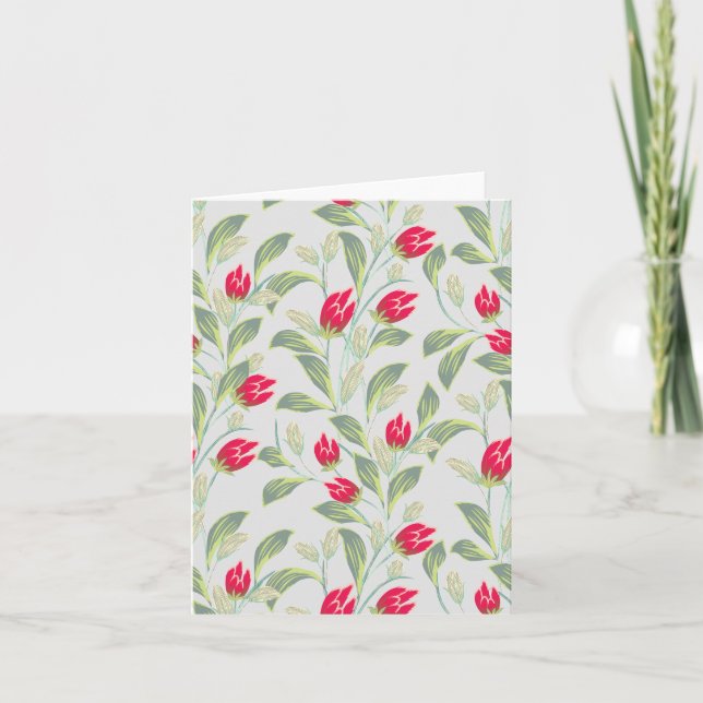 Tarjeta Flores de tulipanes en blanco Notecard, floral ele (Anverso)