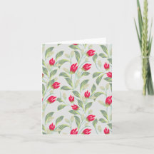 Flores de tulipanes en blanco Notecard, floral ele