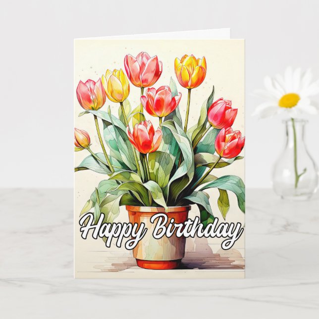 Tarjeta Flores de tulipanes recién recolectadas (Planta pequeña)
