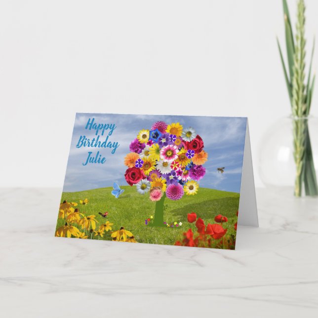 Tarjeta Flores de verano de primavera de cumpleaños (Anverso)